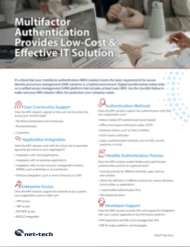 Net-Tech MFA checklist