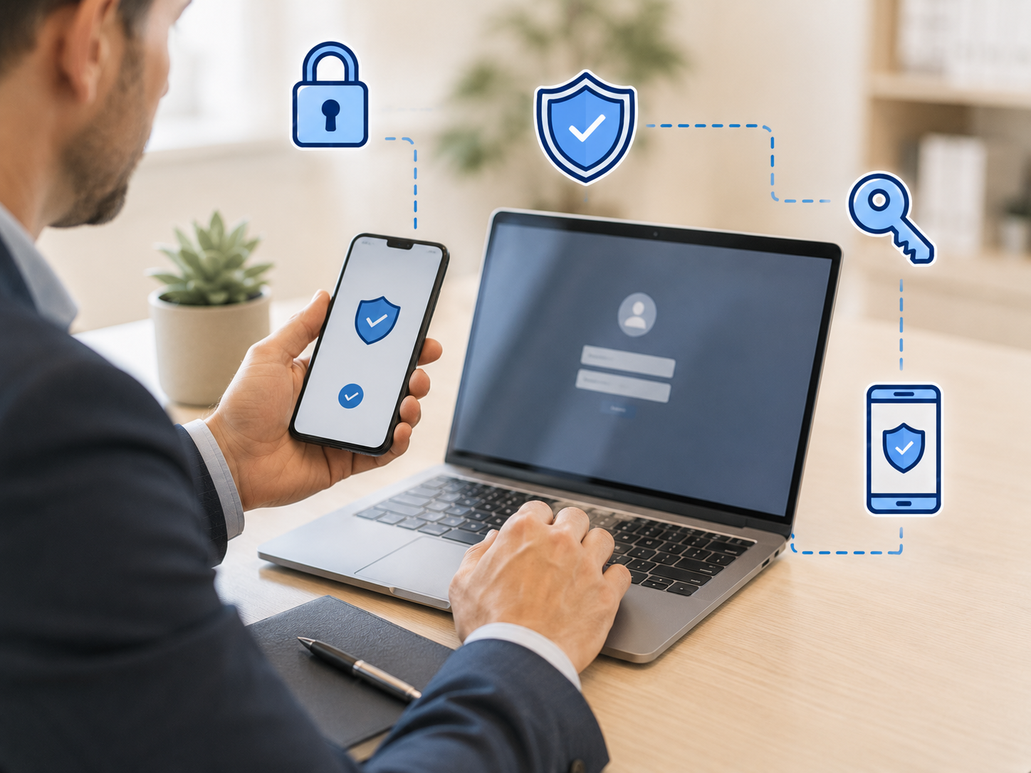 Signing in with multifactor authentication on a phone and laptop